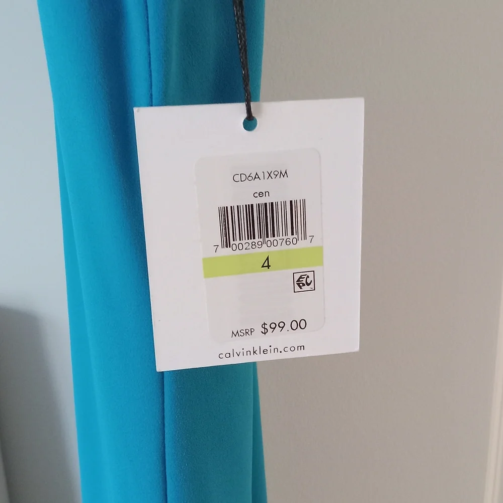 NWT Calvin Klein Blue Sleeveless Dress - Picture 2 of 3